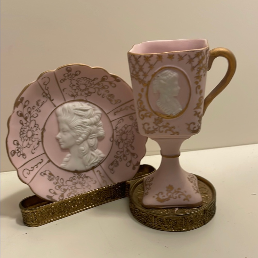 Ardalt Hand Painted Lenwile China Decorative Plate and Cup Set